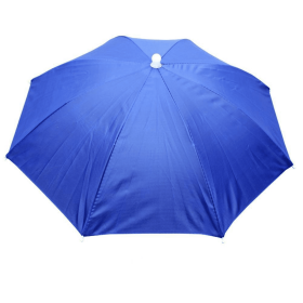 Portable Rain Hat Outdoor Folding Umbrella Fishing Sun Shade Anti-UV Camping Fishing Headwear Cap Beach Head Hat Accessory - Sapphire Blue